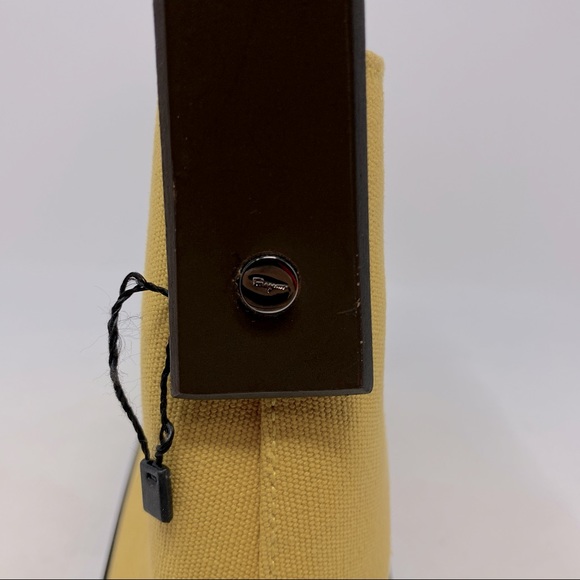 Salvatore Ferragamo Yellow Canvas and Brown Shoulder Bag. - Picture 10 of 11